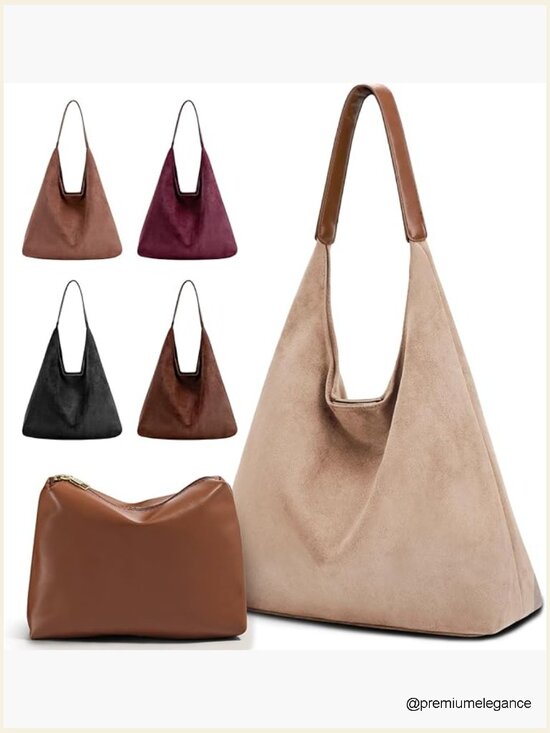 Handbags - 2-Piece Vegan Leather Purse Set: Slouchy Hobo & Tote Bags